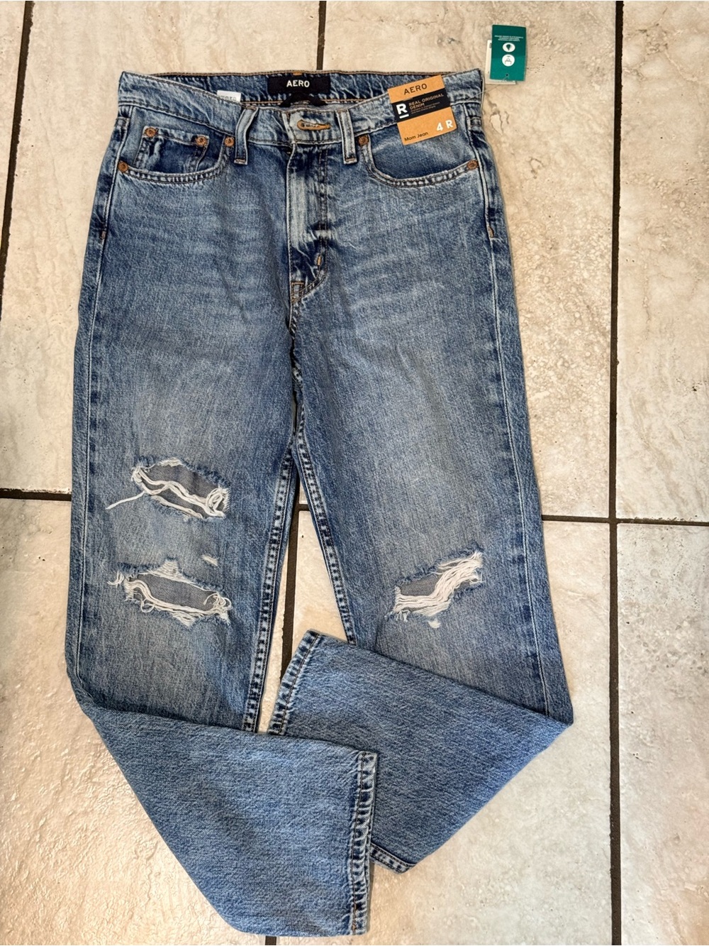 Aéropostale Light Blue Distressed Straight-Leg Jeans